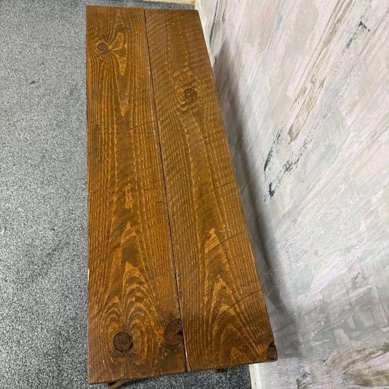 Rustic Wooden Small Side Coffee Table Bench Hairpin Legs Great Patina