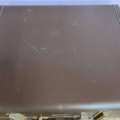 Vintage Paxall Dark Brown Suitcase with Leather Trim Internal Straps Suit Rail