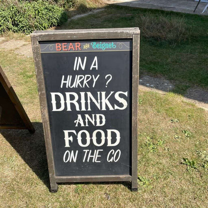 Vintage A-Frame Advertising Pavement Chalk Board Wooden Frame