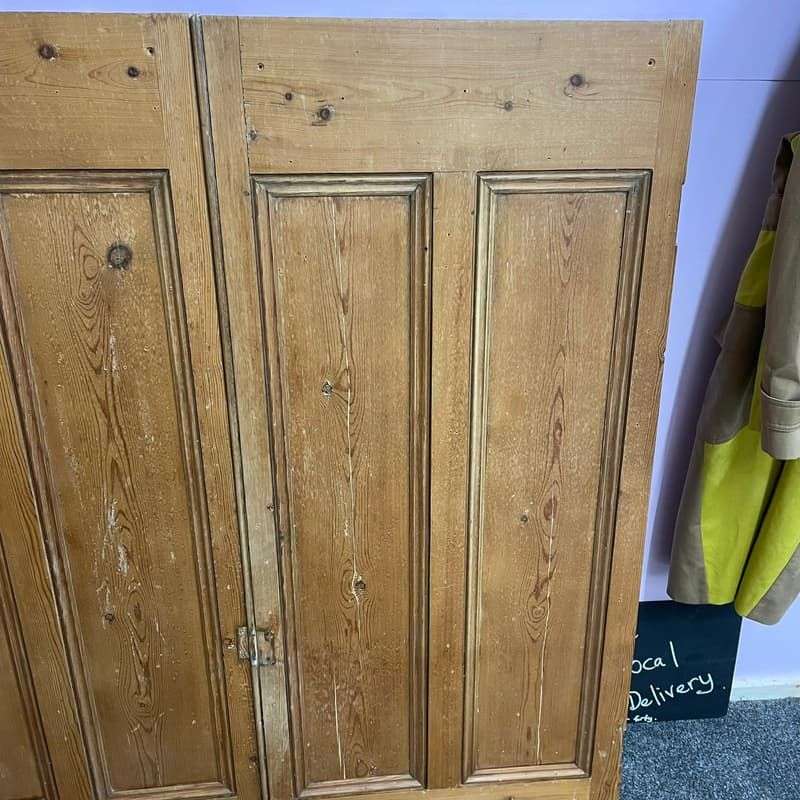 Vintage Pair Painted Wooden Doors Panels Wall Hanging Hospitality Retail