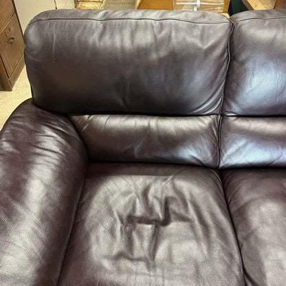 3 Seater Leather Sofa Dark Chocolate Colour Wide Arms PreLoved