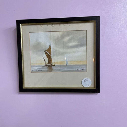 Framed Signed Watercolour "Barge" Unknown Artist