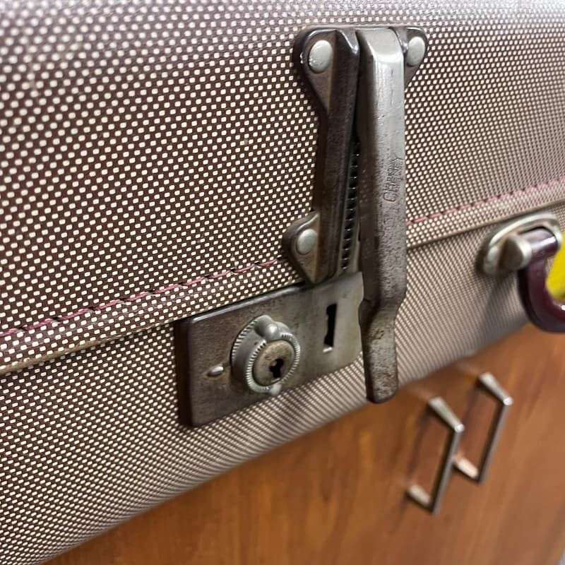 Vintage Suitcase Burgundy Trim And Handle Luggage Prop Retail