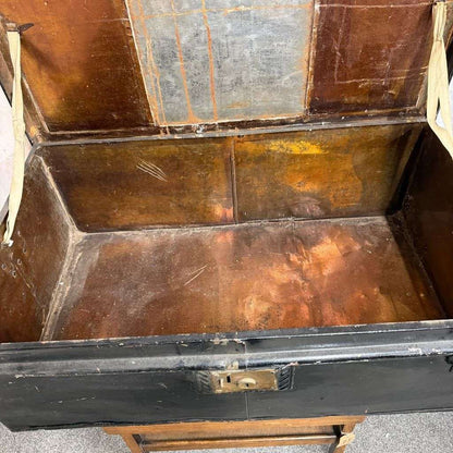 Large Vintage Solicitors Black Metal Deed Chest Coffee Table TV Stand