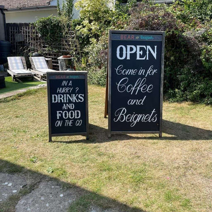 Vintage Extra Large A-Frame Advertising Chalk Pavement Board Wood Frame 2 Widths