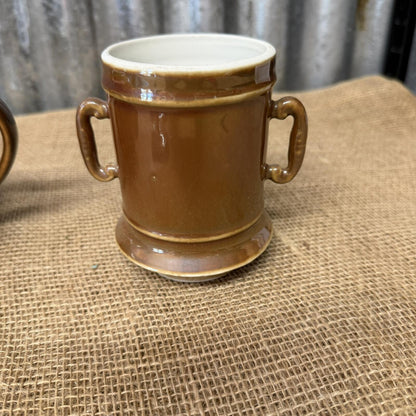 Vintage 1960s Pillivuyt French Drip Coffee Pot Glazed Brown Lustre Side Spout
