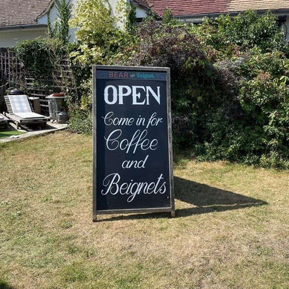 Vintage Extra Large A-Frame Advertising Chalk Pavement Board Wood Frame 2 Widths