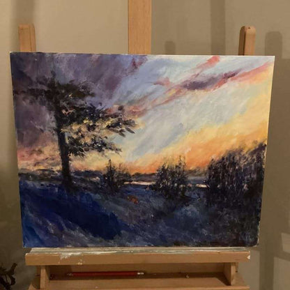 Original Art - Dusk in Oil or Acrylic on Board - Unknown Artist