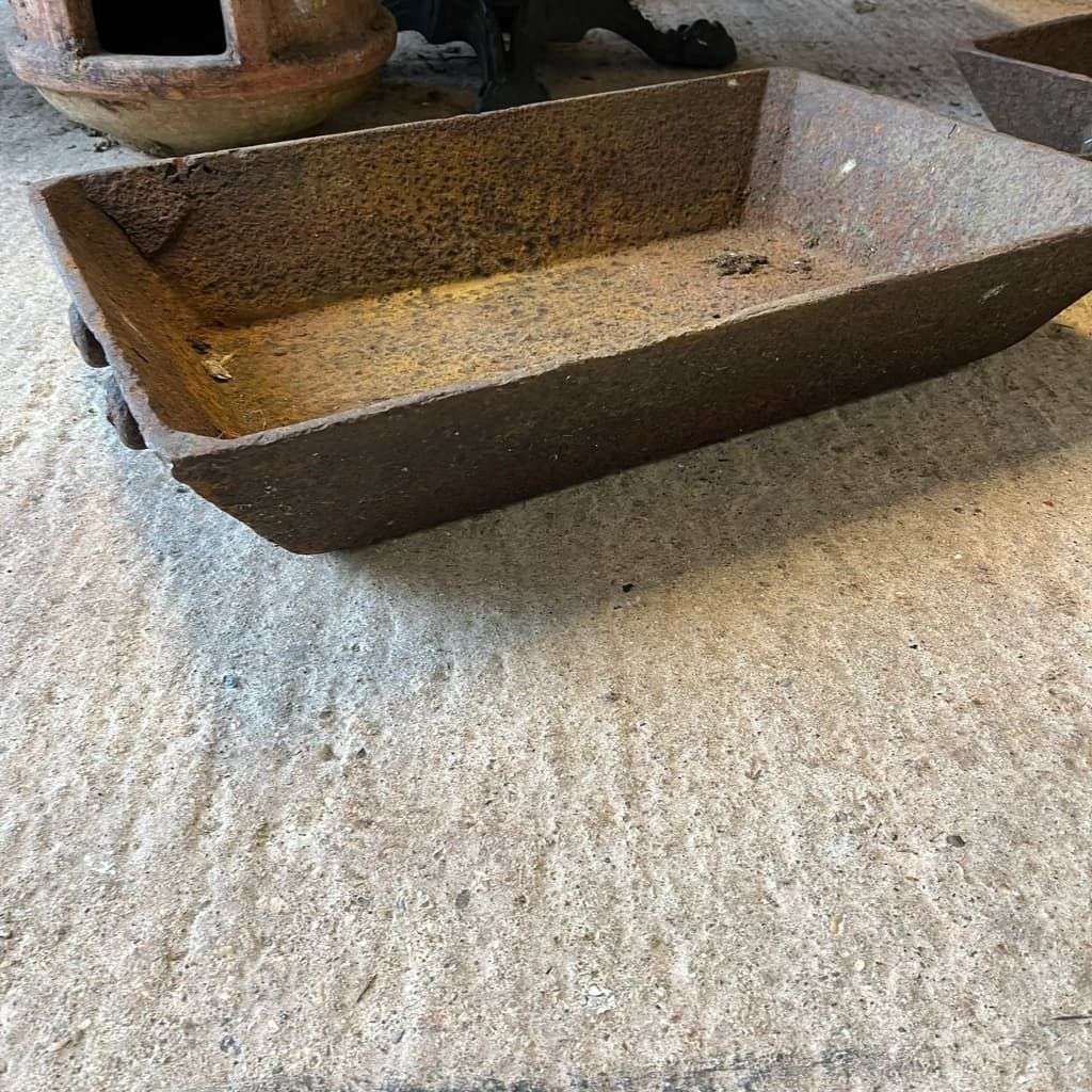 2 Cast Iron Heavy Trays Handles Great Patina Salvage