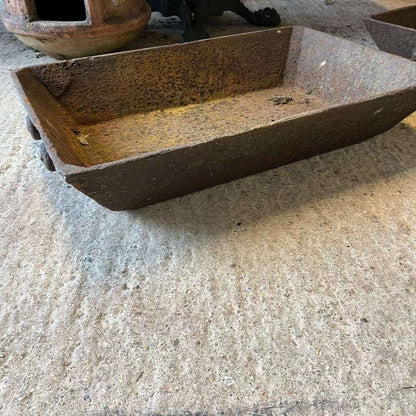 2 Cast Iron Heavy Trays Handles Great Patina Salvage