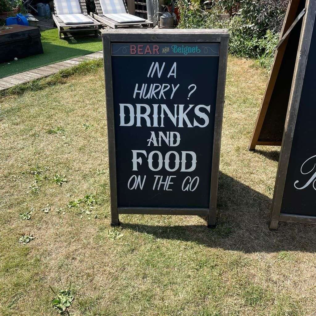 Vintage A-Frame Advertising Pavement Chalk Board Wooden Frame