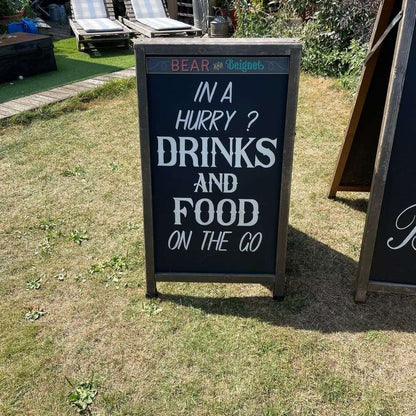 Vintage A-Frame Advertising Pavement Chalk Board Wooden Frame