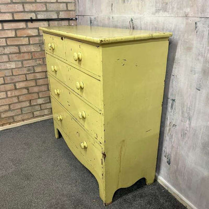 Vintage Early 20thC Rustic Painted Chest of 2 Over 3 Drawers Great Patina