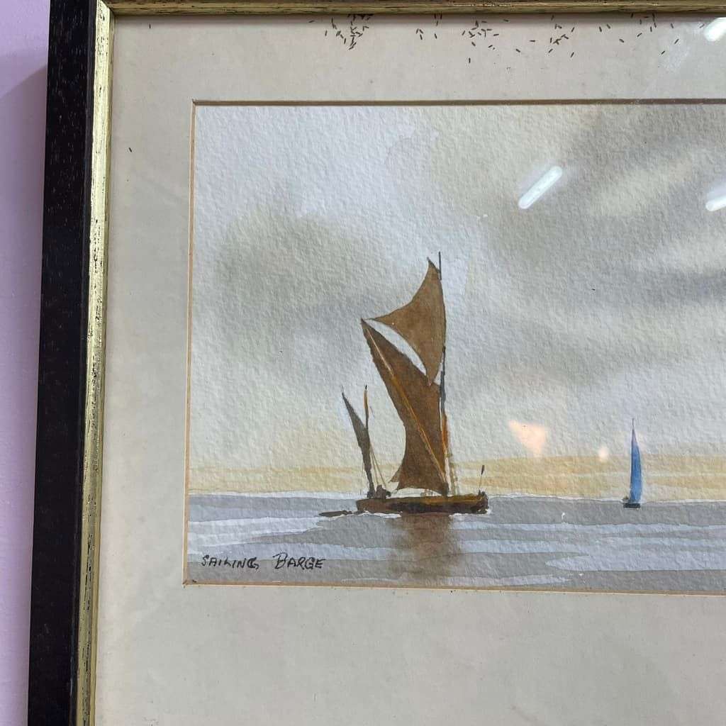 Framed Signed Watercolour "Barge" Unknown Artist