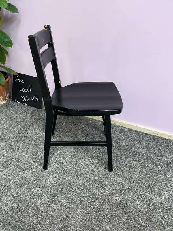 Low Painted Wooden Chair Distressed Paintwork Black Over Yellow