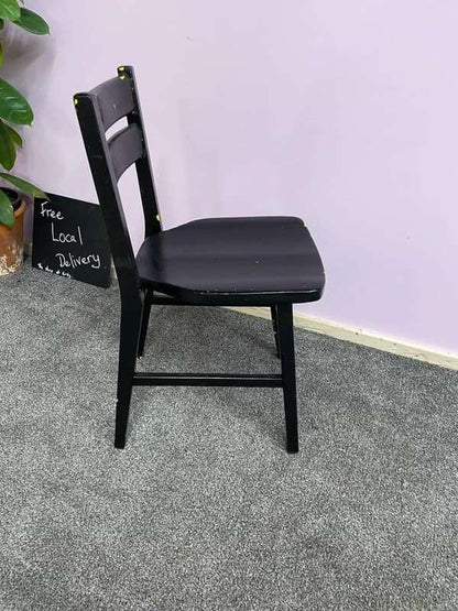 Low Painted Wooden Chair Distressed Paintwork Black Over Yellow