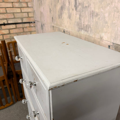 Painted Solid Pine Chest of 2 Over 4 Drawers Distressed Paintwork Crystal Knobs