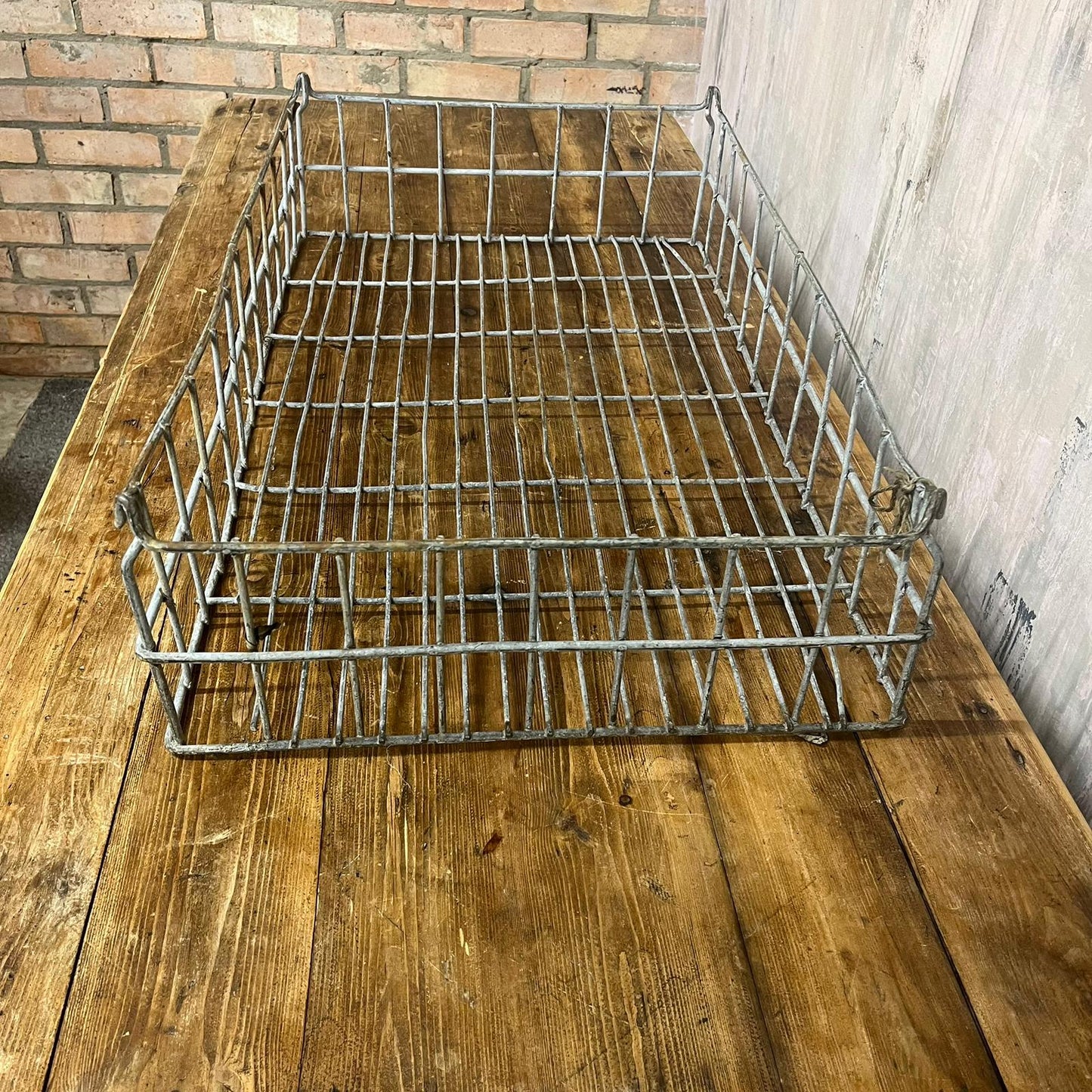 Vintage Galvanised Wire Bread Basket Storage