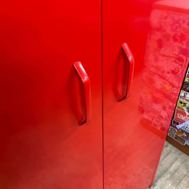 Modern Red Metal Wardrobe High Gloss Shelf Hanging Rail Locker Style