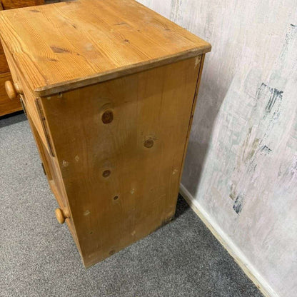 Pine Side Pot Cupboard Single Drawer Over Cupboard Knob Handles Scalloped Edge