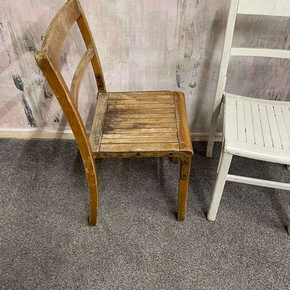 Pair Beech Stacking Slatted Chairs Possible Upcycle Project