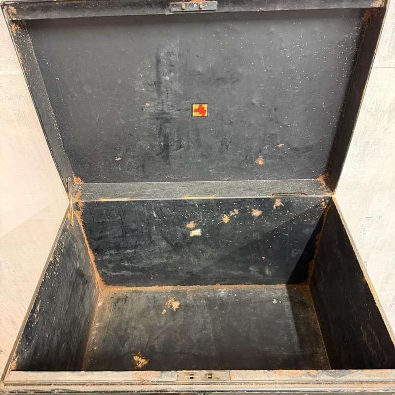 Vintage Solicitors Black Metal Deed Chest Side Handles Side Coffee Table Toys