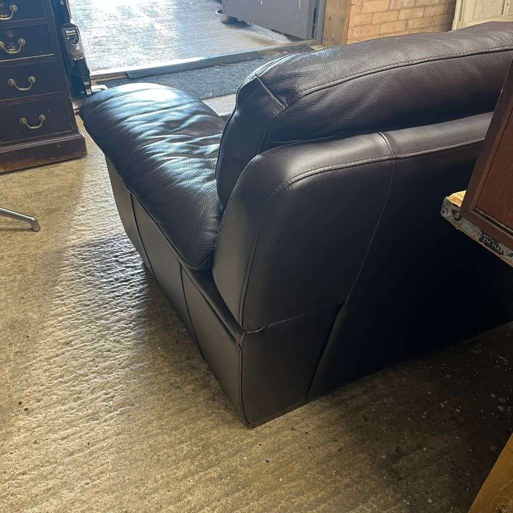 3 Seater Leather Sofa Dark Chocolate Colour Wide Arms PreLoved