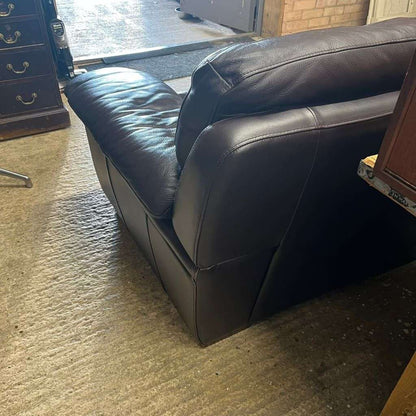 3 Seater Leather Sofa Dark Chocolate Colour Wide Arms PreLoved