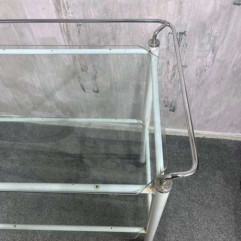 Vintage Metal Glass Medical 2 Tier Trolley Wheels Drinks Trolley Hospitality