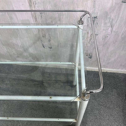 Vintage Metal Glass Medical 2 Tier Trolley Wheels Drinks Trolley Hospitality