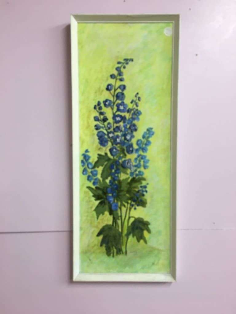 Retro Floral Painting With Wooden Frame