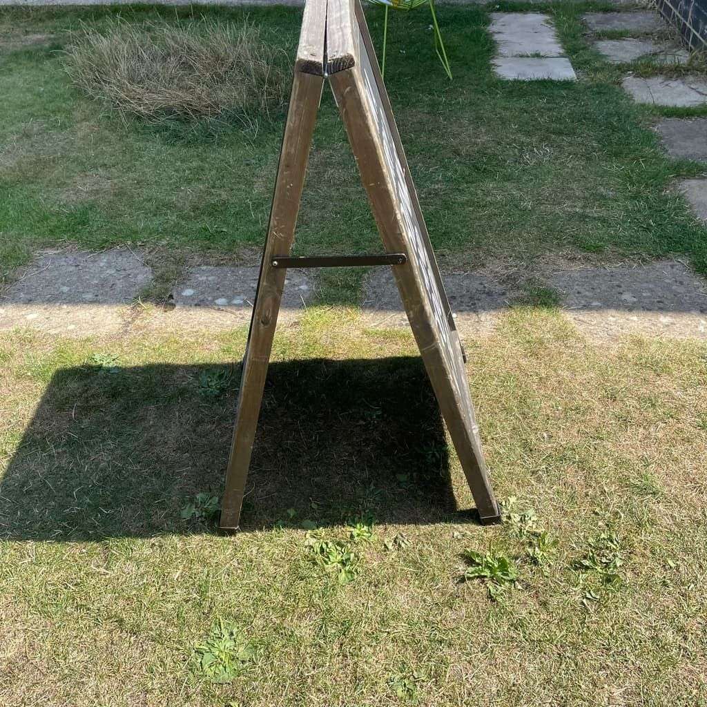 Vintage A-Frame Advertising Pavement Chalk Board Wooden Frame