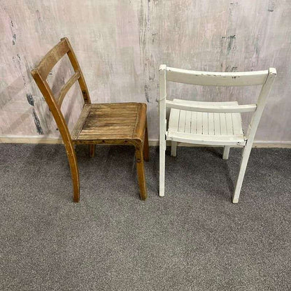 Pair Beech Stacking Slatted Chairs Possible Upcycle Project