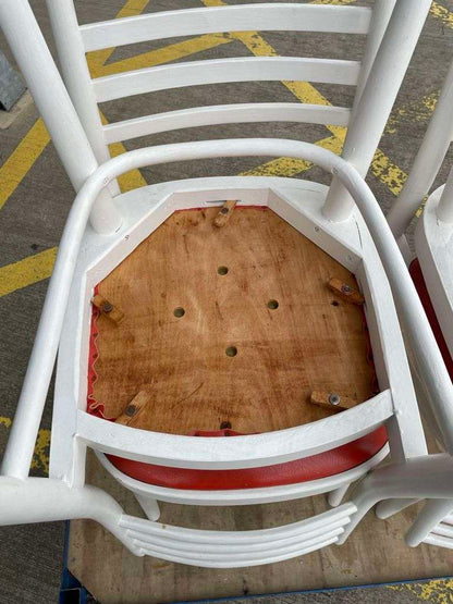 5x Vintage Retro 20thC Mid-Century Wooden White Chairs Red Seats Kitchen Dining