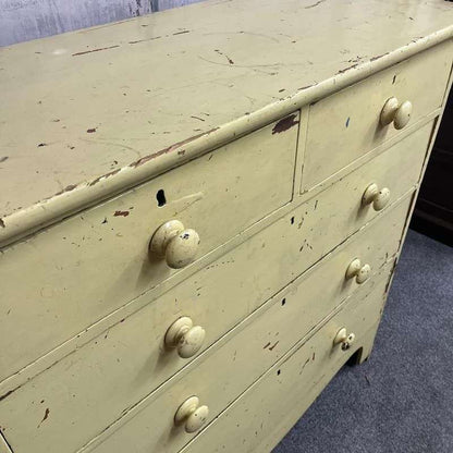Vintage Early 20thC Rustic Painted Chest of 2 Over 3 Drawers Great Patina