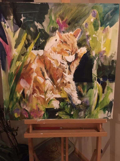 Ginger Cat - Oil or Acrylic On Canvas - Unknown Artist