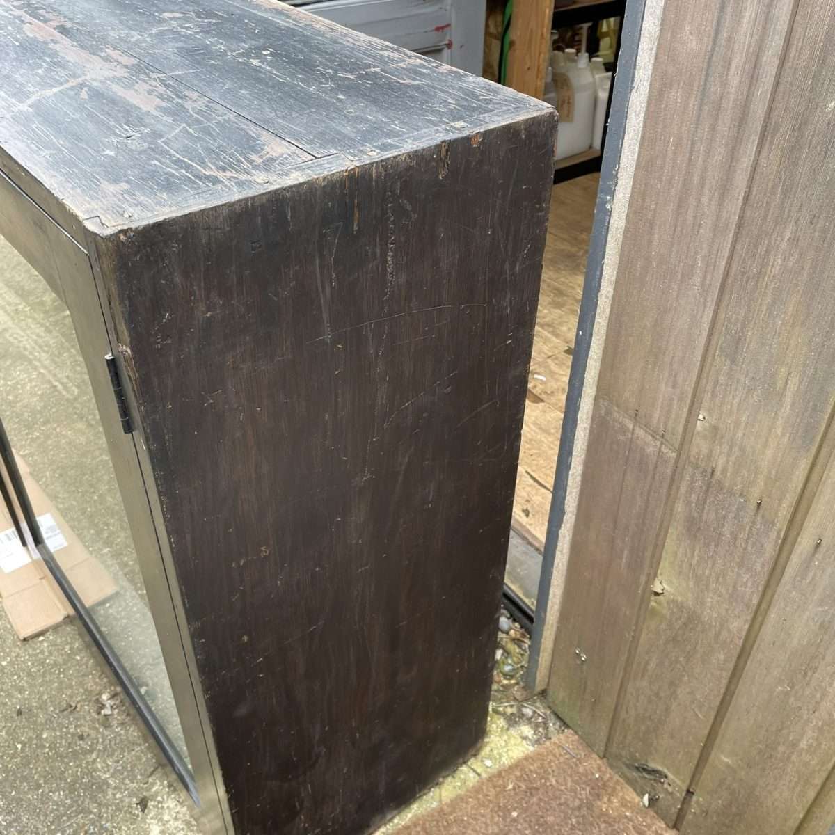 Vintage Rustic Glazed Double Shop Counter Cabinet Shelves Hospitality Retail