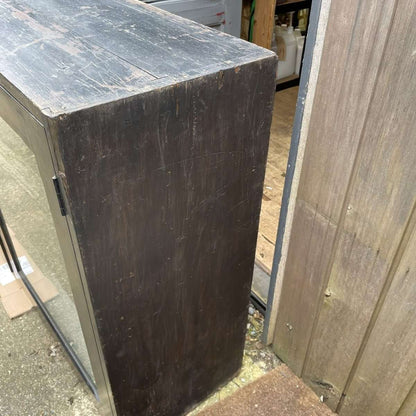 Vintage Rustic Glazed Double Shop Counter Cabinet Shelves Hospitality Retail