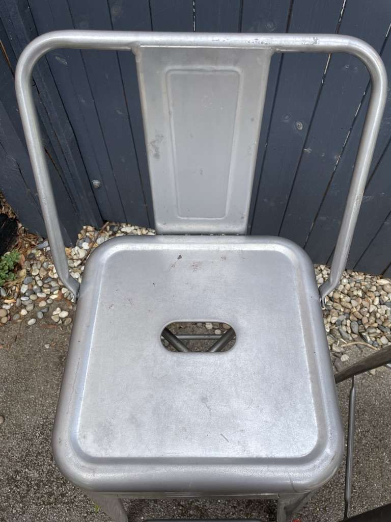 Pair Chrome Metal Bar Stools Handles Kitchen Dining Home Bar