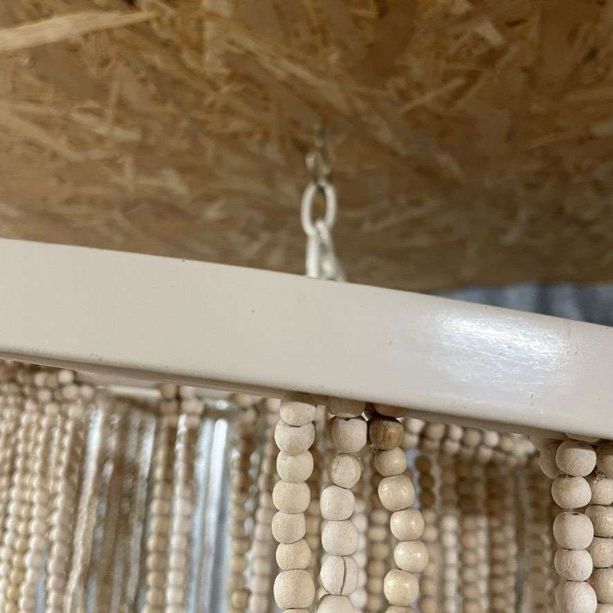 Anthropologie Cream Wooden Beaded Star Pendant Chandelier Light Fitting