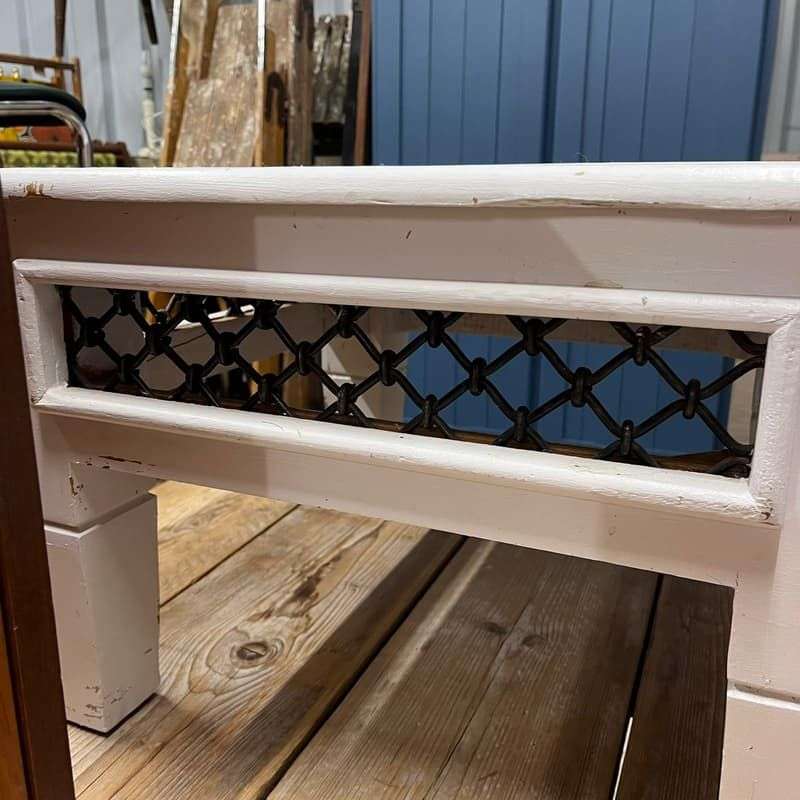 Painted Rustic White Wood &amp; Metal Square Coffee Table Shabby Chic Tapered Legs