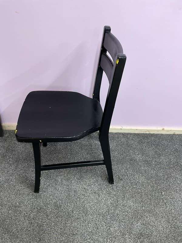 Low Painted Wooden Chair Distressed Paintwork Black Over Yellow