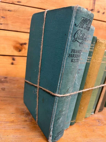 9 Vintage Books Green Shades Covers For Display &amp; Reading Retail Hospitality