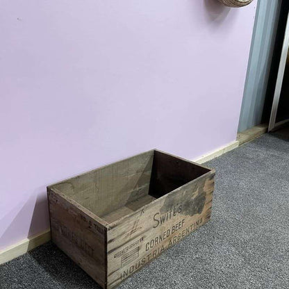 Vintage Swifts Corned Beef Wooden Crate Storage Bedside Table