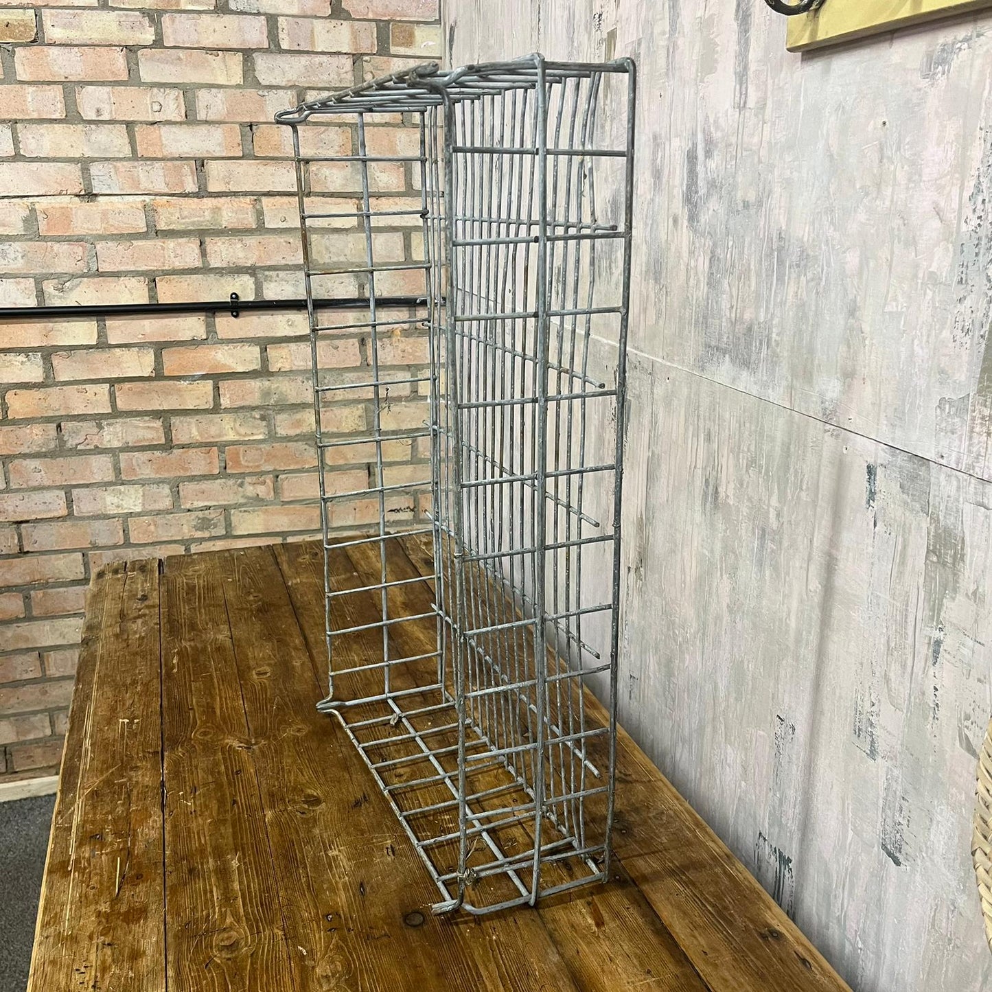 Vintage Galvanised Wire Bread Basket Storage