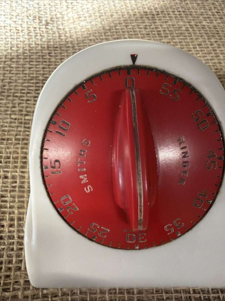 Vintage Mid-Century Smiths Ringer Kitchen Timer Tested Working Red Kitchenalia