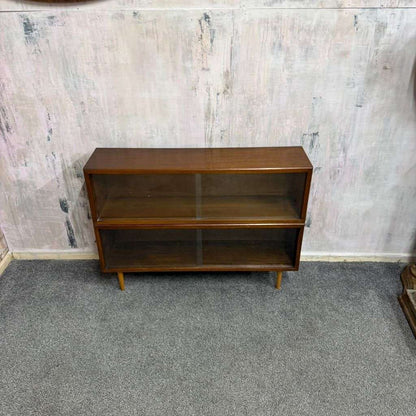 Pair Mid Century Herbert E Gibbs Glazed Low Bookcases Tapered Legs