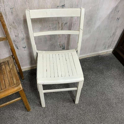 Pair Beech Stacking Slatted Chairs Possible Upcycle Project