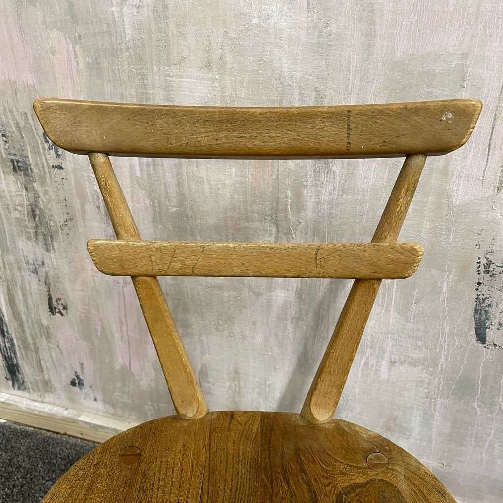 Pair Ercol Mid Century Red Dot Ash &amp; Elm Children’s Chairs Stacking