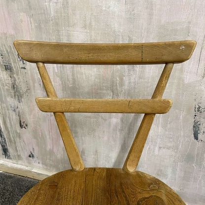 Pair Ercol Mid Century Red Dot Ash &amp; Elm Children’s Chairs Stacking